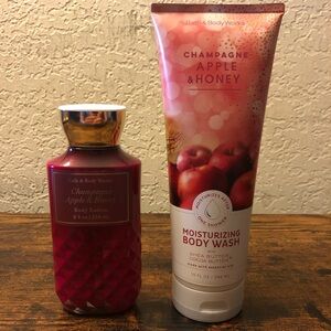 Bath & Body Works Champagne Apple & Honey Bundle (Body Wash and Body Lotion)